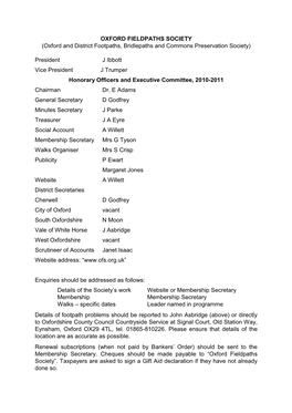 Oxford and District Footpaths, Bridlepaths and Commons Preservation Society
