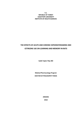 The Effects of Acute and Chronic Diphenhydramine and Cetirizine Use on Learning and Memory in Rats