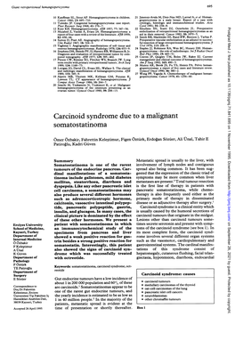 Carcinoid Syndrome Due to a Malignant Somatostatinoma