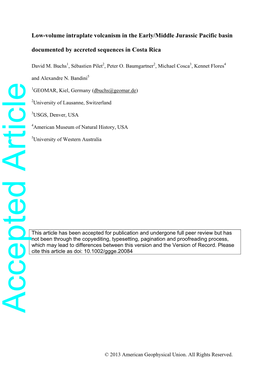 Lowvolume Intraplate Volcanism in the Early/Middle Jurassic