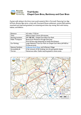 Chapel Carn Brea, Bartinney and Caer Bran
