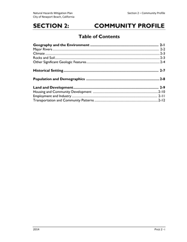 Section 2: Community Profile