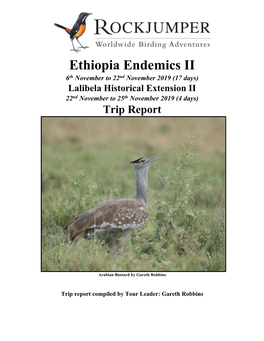 Ethiopia Endemics II 6Th November to 22Nd November 2019 (17 Days) Lalibela Historical Extension II 22Nd November to 25Th November 2019 (4 Days) Trip Report