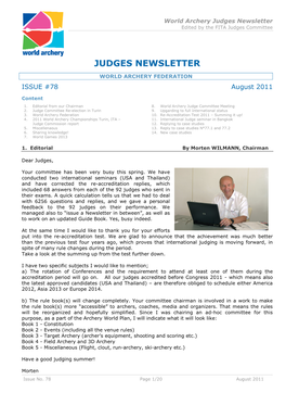 Judges Newsletter Edited by the FITA Judges Committee