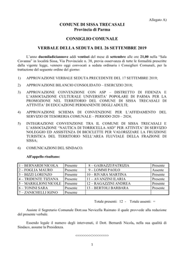 COMUNE DI SISSA TRECASALI Provincia Di Parma CONSIGLIO