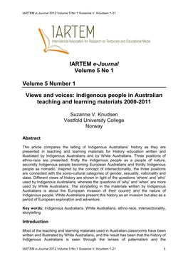 Indigenous People in Australian Teaching and Learning Materials 2000-2011