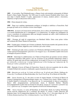 Paul Hindemith Cronologia Della Vita E Delle Opere