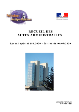 Recueil Spécial 184.2020 - Édition Du 04/09/2020