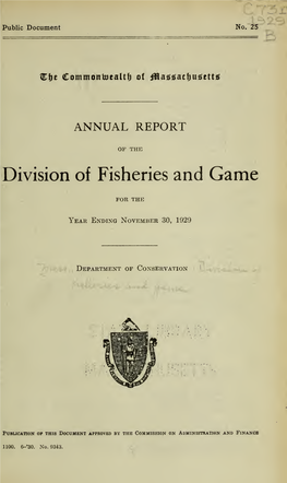 Annual Report of the Division of Fisheries and Game (1920-1933)