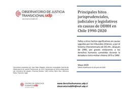 Principales Hitos Jurisprudenciales, Judiciales Y Legislativos En Causas De DDHH En Chile 1990-2020