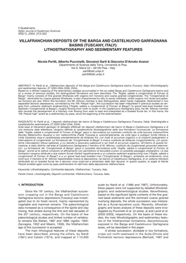 Villafranchian Deposits of the Barga and Castelnuovo Garfagnana Basins (Tuscany, Italy): Lithostratigraphy and Sedimentary Features