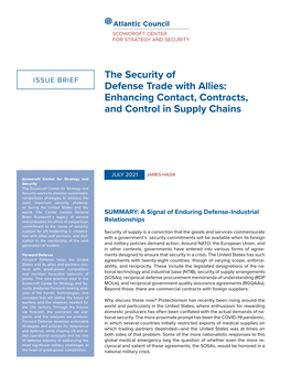 The Security of Defense Trade with Allies: Enhancing Contact, Contracts, and Control in Supply Chains