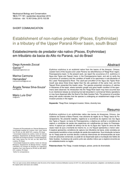 Establishment of Non-Native Predator (Pisces, Erythrinidae) in a Tributary of the Upper Paraná River Basin, South Brazil