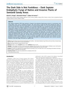 Dark Septate Endophytic Fungi of Native and Invasive Plants of Semiarid Sandy Areas