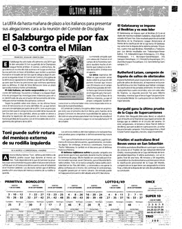 El Salzburgo Pide Por Fax El 0—3 Contra El Milan '