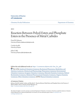 Reaction Between Polyol-Esters and Phosphate Esters in the Presence of Metal Carbides David W