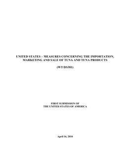 United States – Measures Concerning the Importation, Marketing and Sale of Tuna and Tuna Products (Wt/Ds381)