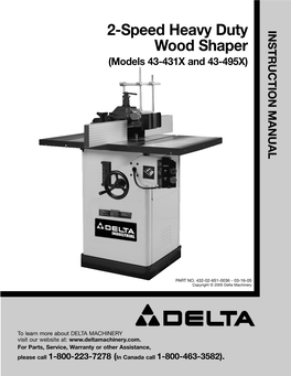 2-Speed Heavy Duty Wood Shaper