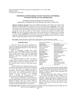 Distribution and Determining of Tourist Attractions and Modeling of Tourist Cities for the City of Isfahan-Iran