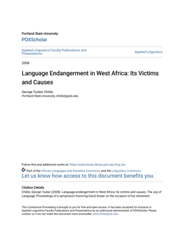 Language Endangerment in West Africa: Its Victims and Causes