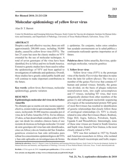 Molecular Epidemiology of Yellow Fever Virus