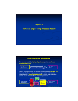 Topic # 2 Software Engineering: Process Models