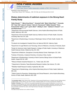 Dietary Determinants of Cadmium Exposure in the Strong Heart Family Study