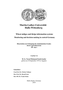 Martin-Luther-Universität Halle-Wittenberg Wheat Midges and Thrips Information System