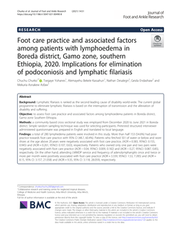 Foot Care Practice and Associated Factors Among Patients with Lymphoedema in Boreda District, Gamo Zone, Southern Ethiopia, 2020