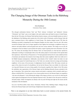 The Changing Image of the Ottoman Turks in the Habsburg Monarchy