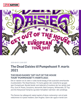The Dead Daisies Til Pumpehuset 9. Marts 2021