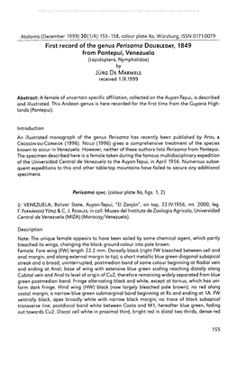 First Record of the Genus Perisama D O U B LE D a Y , 1849 From