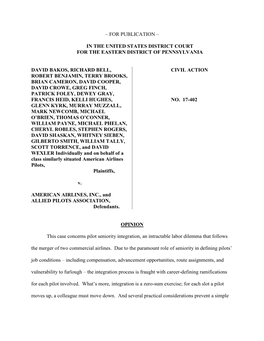 For Publication – in the United States District Court For