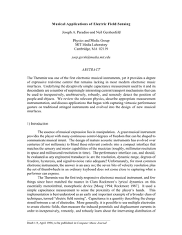 Musical Applications of Electric Field Sensing