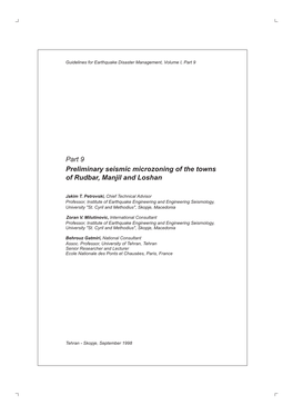 Preliminary Seismic Microzoning of the Towns of Rudbar, Manjil and Loshan