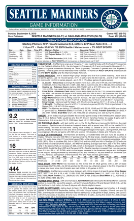 09-06-2015 Mariners Game Notes