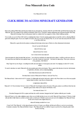 Free Minecraft Java Code