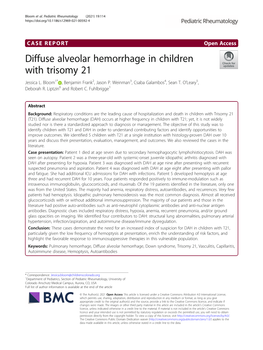 Diffuse Alveolar Hemorrhage in Children with Trisomy 21 Jessica L