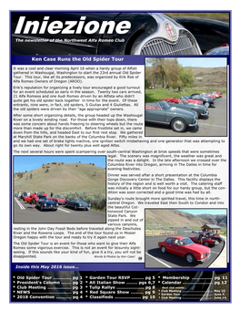 Iniezione the Newsletter of the Northwest Alfa Romeo Club