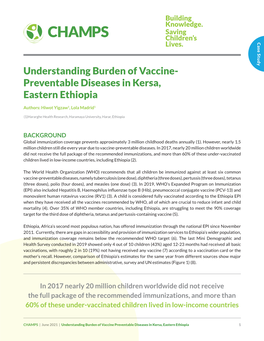 Understanding Burden of Vaccine- Preventable Diseases in Kersa, Eastern Ethiopia