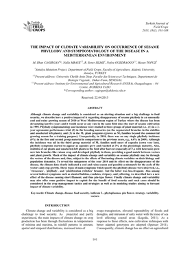 The Impact of Climate Variability on the Incidence of Phyllody Disease Of