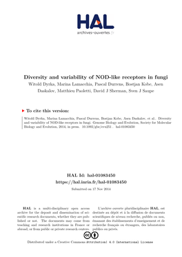 Diversity and Variability of NOD-Like Receptors in Fungi