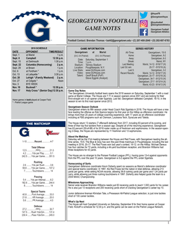 Georgetown Football Game Notes Sept