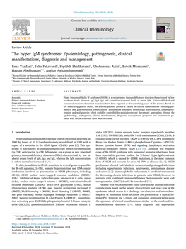 The Hyper Igm Syndromes Epidemiology, Pathogenesis, Clinical Manifestations, Diagnosis and Management