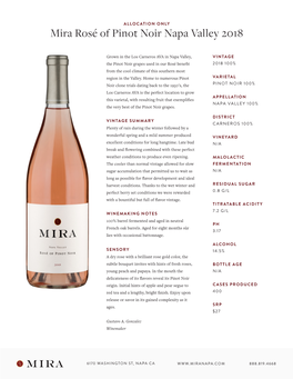 Mira Rosé of Pinot Noir Napa Valley 2018