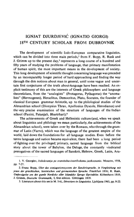 IGNJAT DJURDJEVIC (IGNATIO GIORGI) 18Th CENTURY SCHOLAR from DUBROVNIK