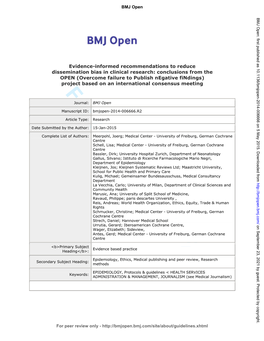 For Peer Review Only Journal: BMJ Open