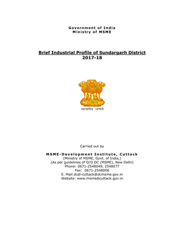 Brief Industrial Profile of Sundargarh District 2017-18