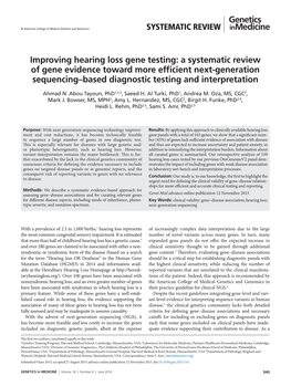 Improving Hearing Loss Gene Testing: a Systematic Review of Gene Evidence Toward More Efficient Next-Generation Sequencing–Based Diagnostic Testing and Interpretation