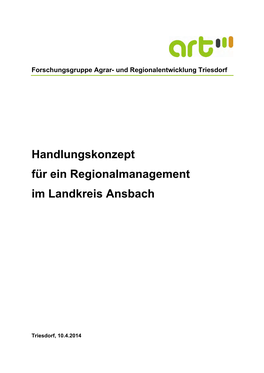 Handlungskonzept Für Ein Regionalmanagement Im Landkreis Ansbach